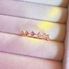 Pink Exquisite Geometric Diamond Heart Pearl Ring For Women Stylish Adjustable Open