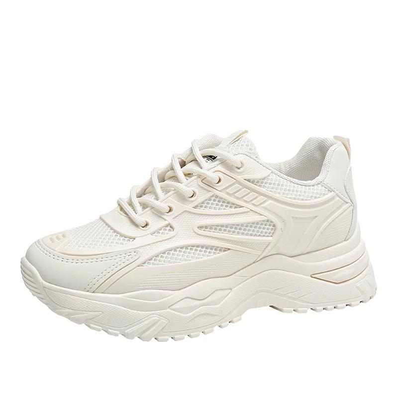 Fashion White Sneakers Women 2025 New Leather Chunky Sneakers Women's Sports Shoes Thick Tennis Vulcanized Shoes Basket Platform Shoes
