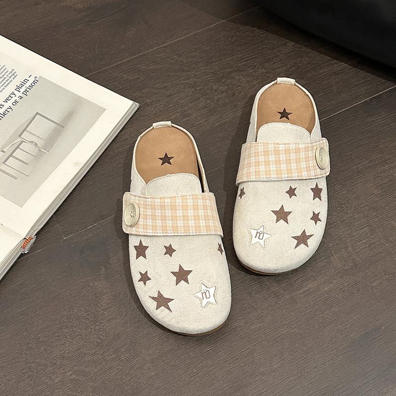 Retro Simple and Comfortable Star Versatile Bag Head Slippers Women's 2025 Summer New Wear Lazy Casual Cool Slippers