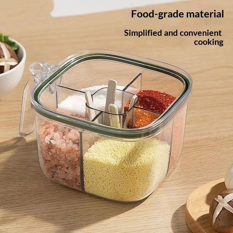 1 Set Multi Grid Multi-Function Seasoning Storage Jar Glutamate Pepper Storage Transparent Seasoning Box