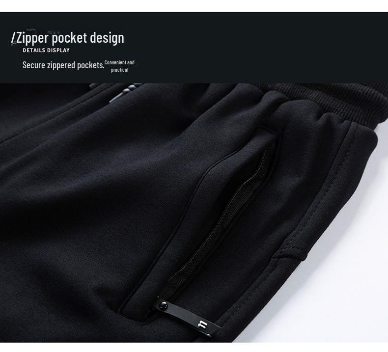 Pantaloni de sport casual pentru muncă și sport pentru bărbați, cu buzunare cu fermoar
