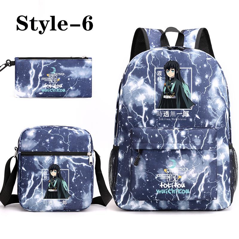 Anime Tokitou Muichirou Muster Rucksack Teenager Große Kapazität Anime Rucksack Umhängetasche Federmäppchen Schulrucksäcke