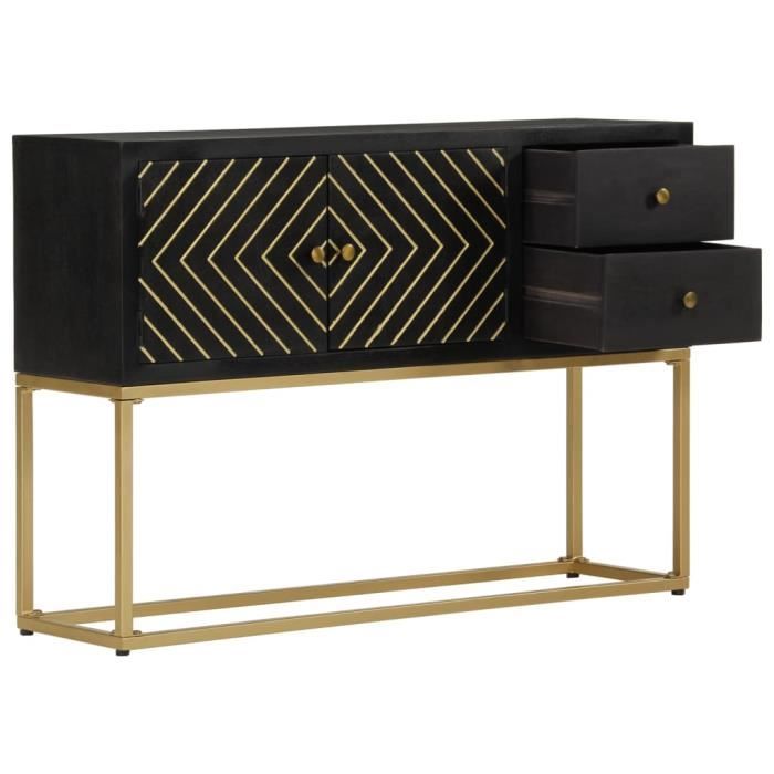VidaXL Buffet noir et doré 110x30x75 cm bois massif de manguier 353912