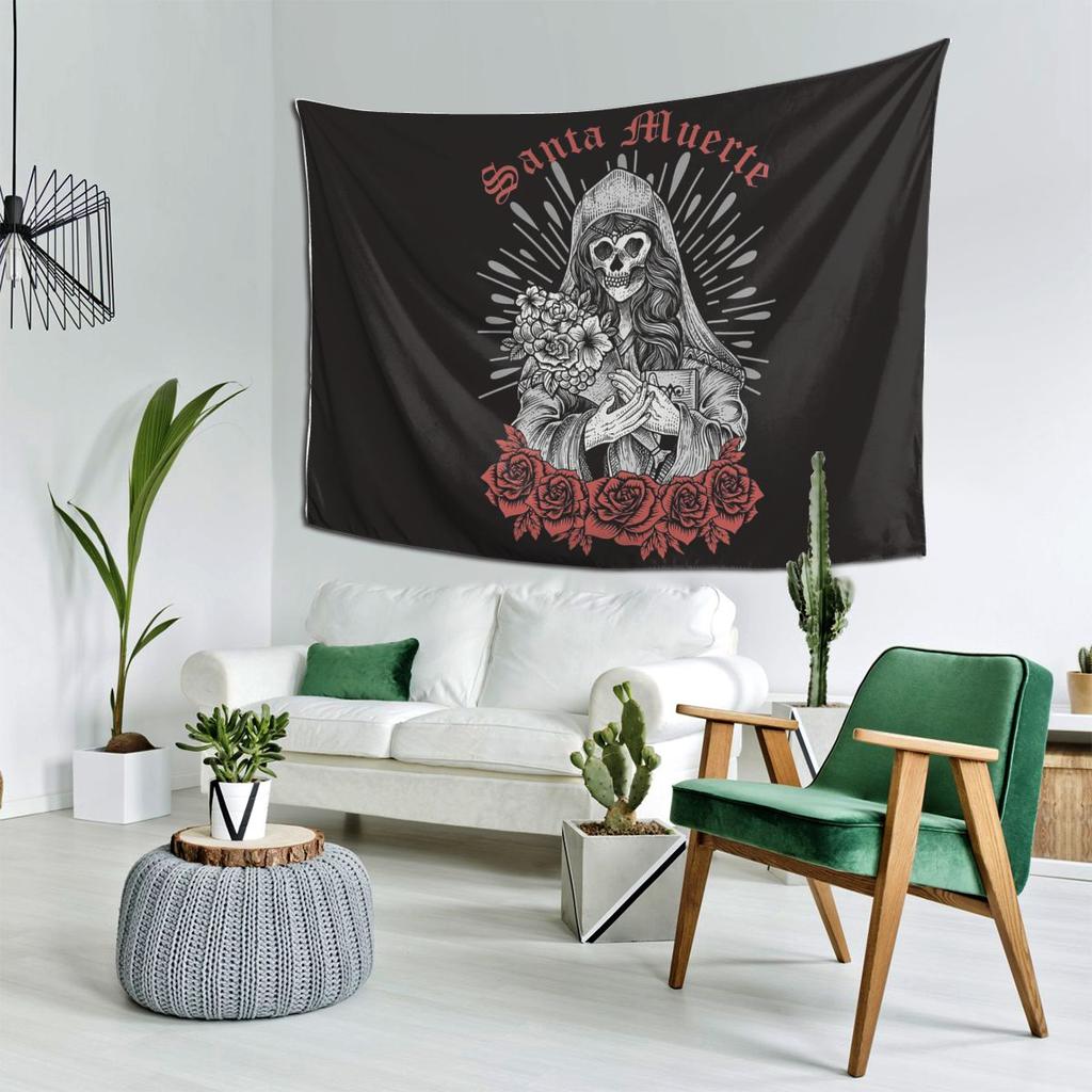 Santa Muerte Spanish Tapestry Decor Art Aesthetic Tapestries for Living Room Bedroom Home Wall Cloth Wall Hanging