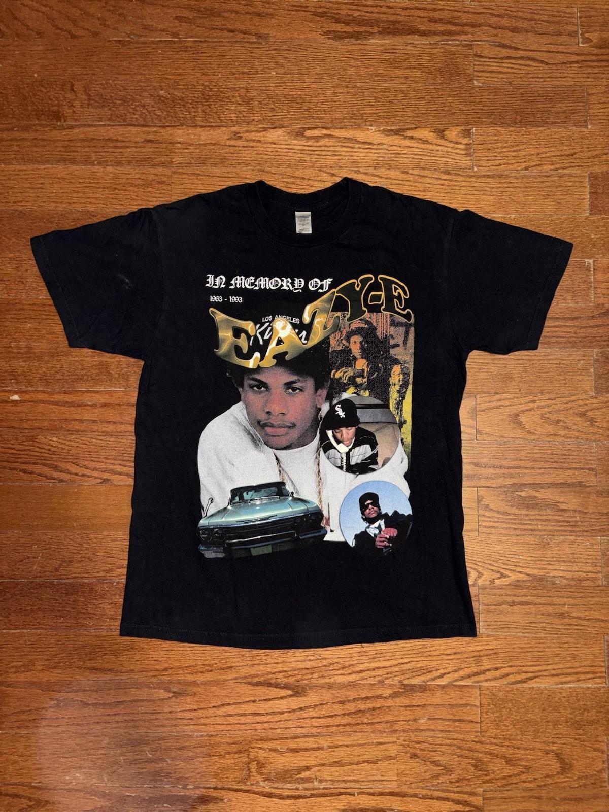 Eazy-E 100 Miles And Runnin’ Rap Tee Shirt Mens L Black Bootleg Hip Hop Rare Y2K Unisex T-Shirt S