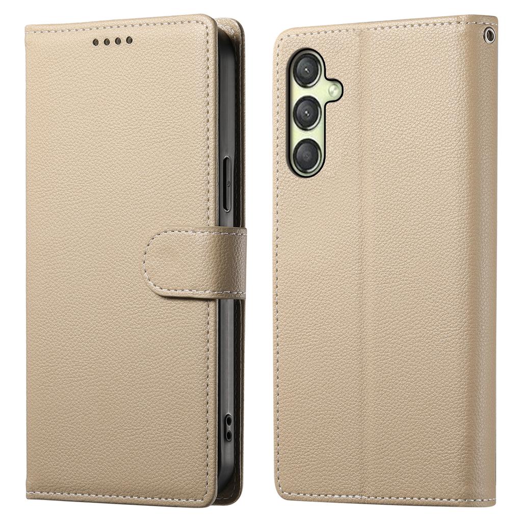 DF-012 For Samsung Galaxy A25 5G (Global) (161.0 X 76.5 X 8.3mm) Case Litchi Texture Leather Wallet Stand Phone Cover
