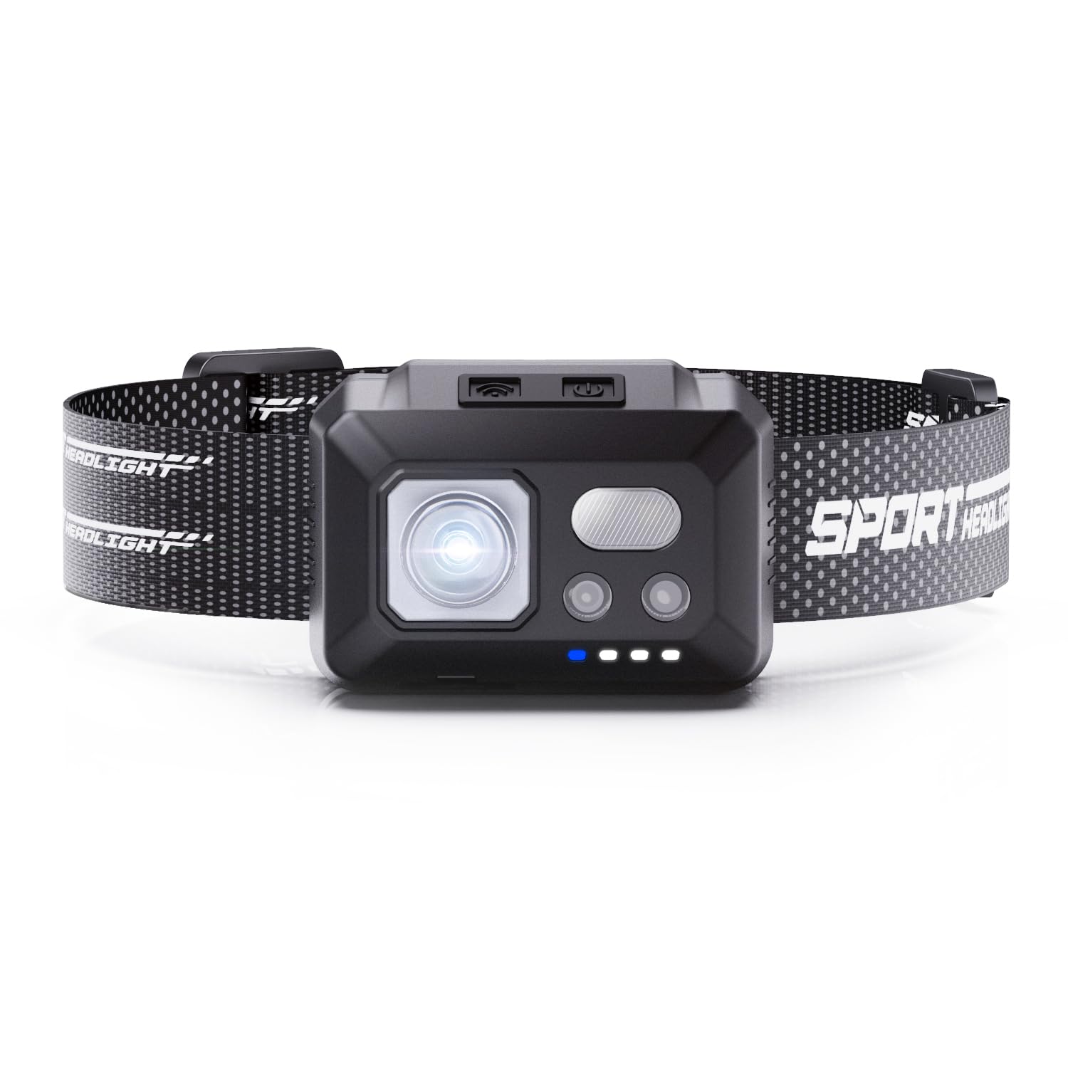 

Tebool 1800 мАч 1000 люмен Управление жестами 5 режимов освещения Красный Белый SOS Водонепроницаемый и регулируемый Идеально подходит для ночного активного отдыха и питания Компактный и налобный фонарь, чёрный