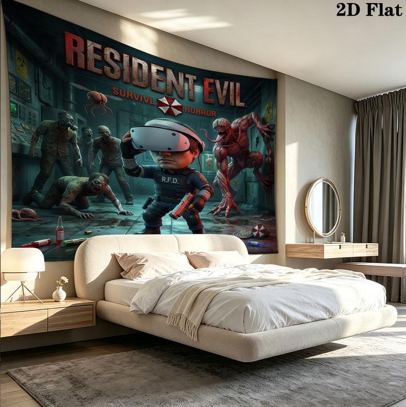 Resident Evil Wall Tapestry Aesthetic Wall Hanging Printed Fabric Blanket Decorative Tapestries For Bedroom Living Room Home Decor