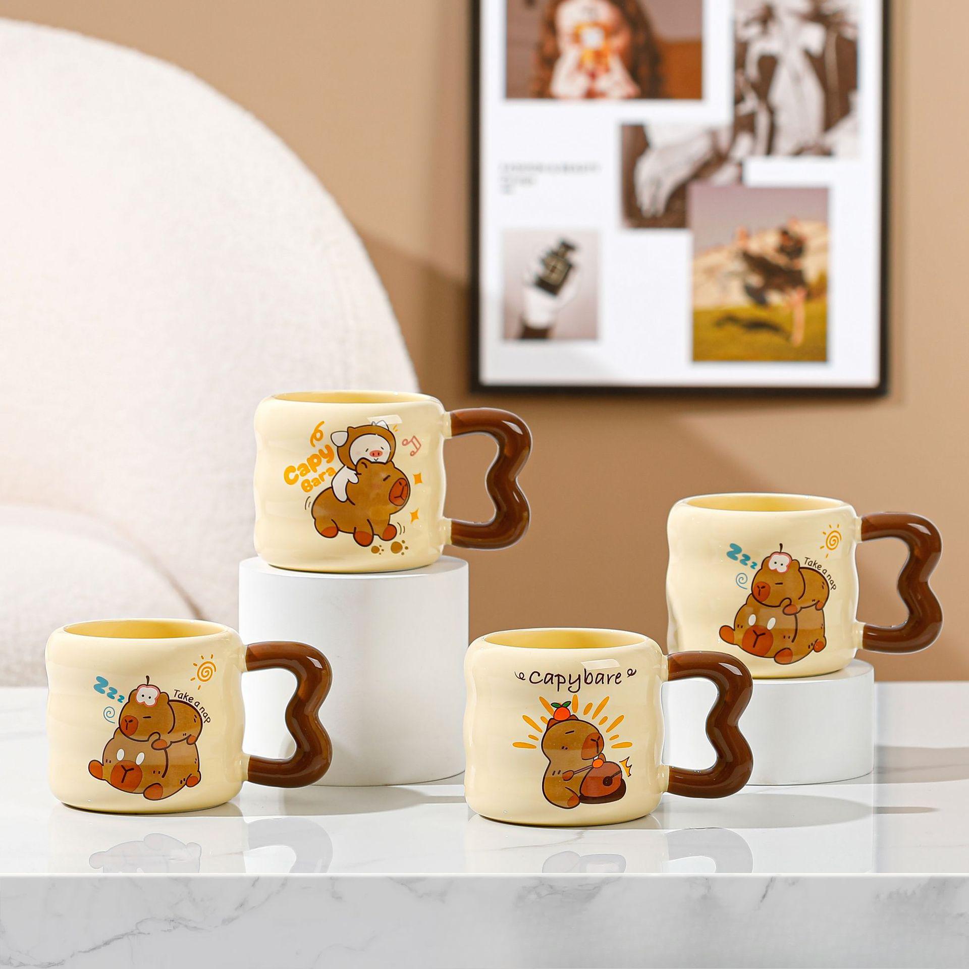 Capybara Tasse Internet-Berühmtheit Capybara Tasse Niedliche Cartoon Keramik Wasserbecher Milch Fufu Kaffeetasse Souvenir 380ml