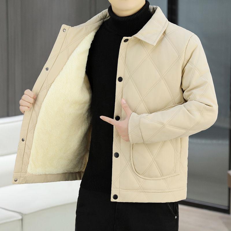 Men s Casual Lambswool-Trimmed Quilted Cotton Jacket M for 80-100 lbs