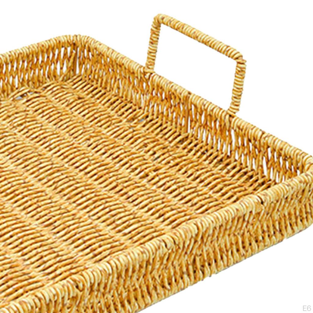 Decorative Ottoman Platter Rectangular Serving Tray Organizer Portable for