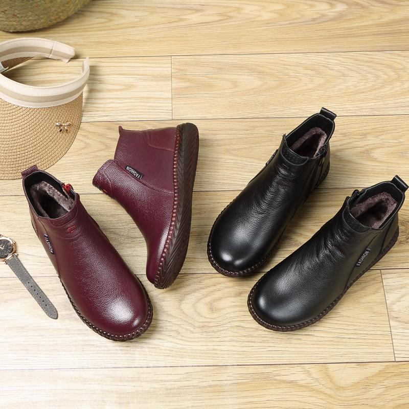 Mode Damen Chelsea Boots Damen Echtleder Schuhe Handgefertigt Reißverschluss Flache Damen Stiefeletten Damen Retro Schuhe Plateau Schuhe