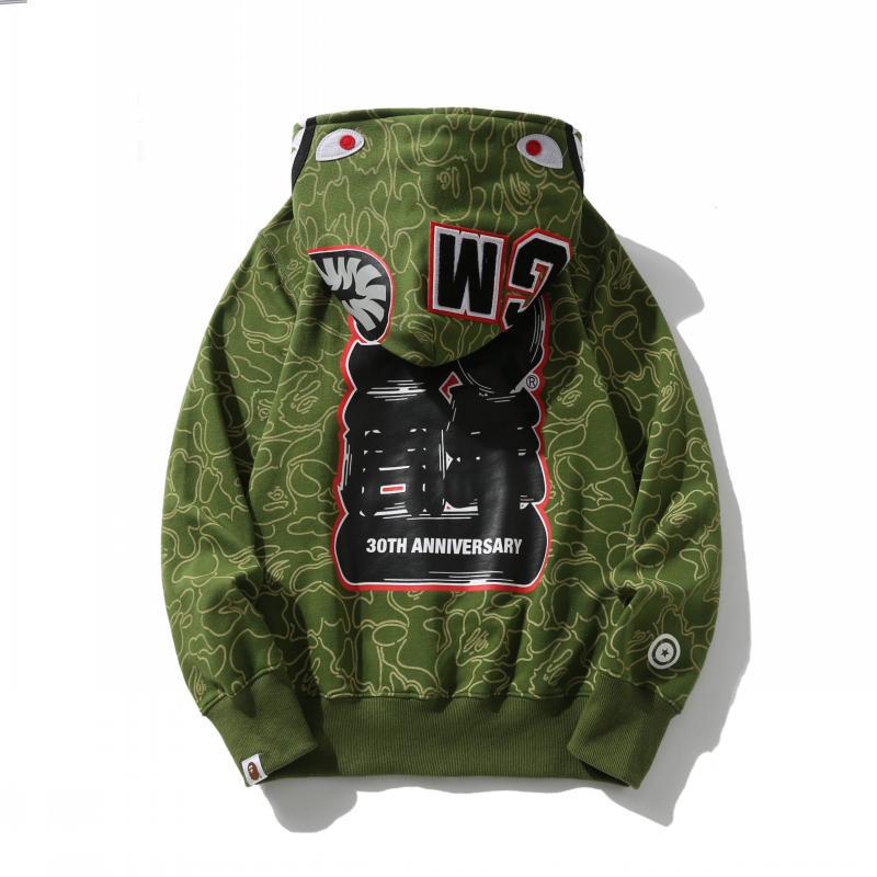 Hanorac cu glugă Camuflaj Cap de Rechin - Ediție Aniversară a 30-a: Cardigan bărbătesc de toamnă/iarnă din catifea cu fermoar