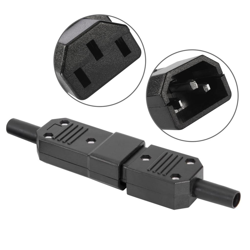 5 Stück IEC 320 Steckdosenverbinder C14 Stecker/C13 Buchse Inline-Adapterstecker für Haushalts- und Bürogeräte