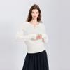 Sancai Women's 100% Merino Wool Round Neck Knit Sweater