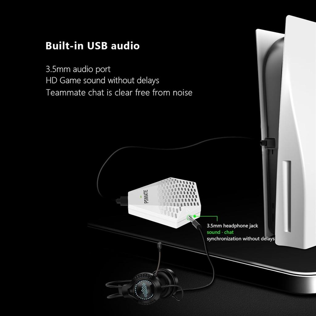 P5 Mate USB adaptér pro PS5/PS5 Slim Gaming Converter Příslušenství Hry pro více hráčů, nízká latence, podpora více ovladačů/periferií/náhlavních souprav/atd.