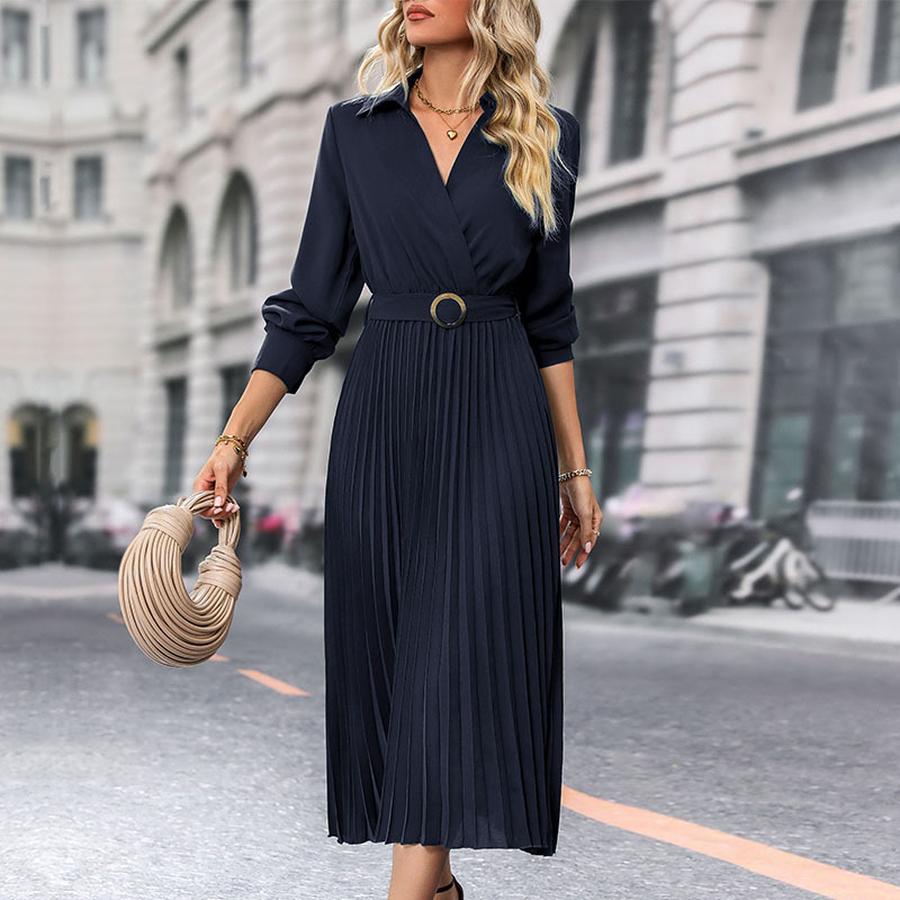 Women's High-End Solid Color Dress - Spring/Autumn Fashion