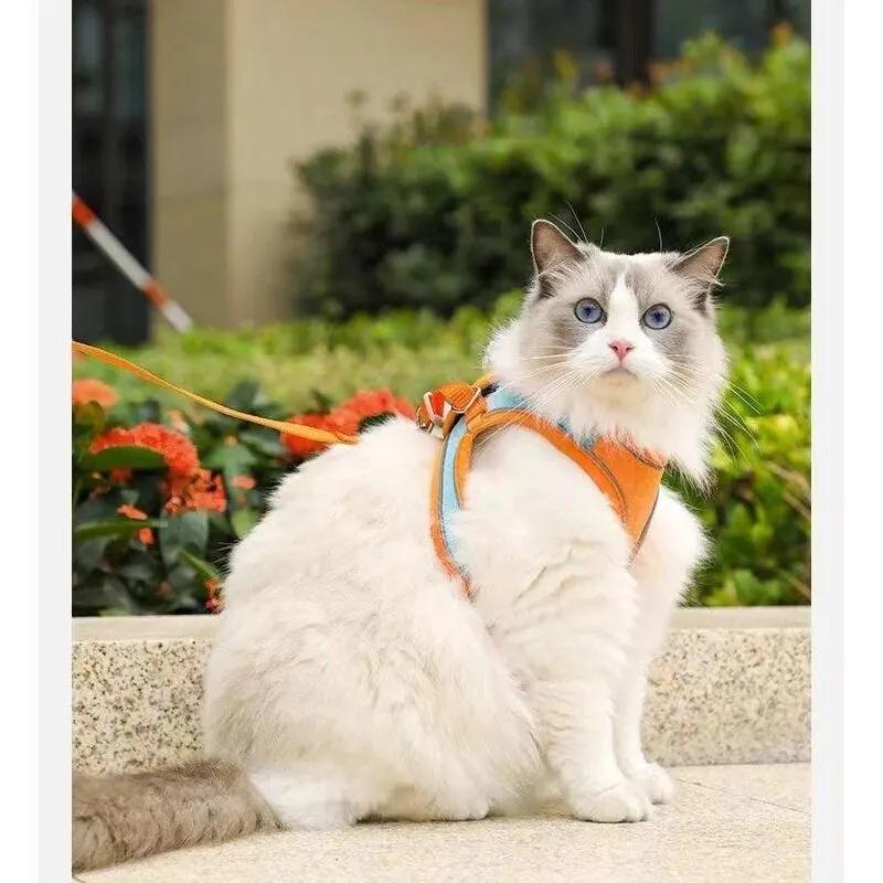 Cat Chest Harness Reflective Vest TypeAnti-breakaway Cat Walking LeashAdjustable Breathable Pet Chest Harness
