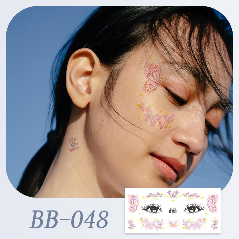 Waterproof Butterfly Glitter Face Tattoo Stickers for Festival Dance Parties