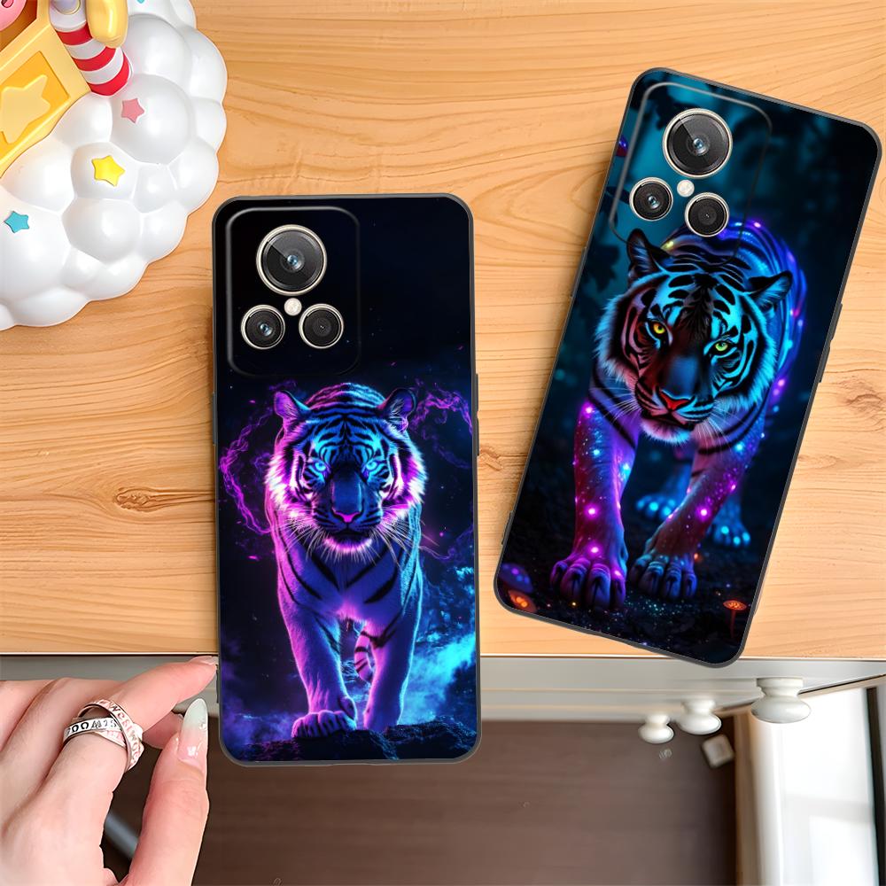 Tiger Neon Mobile Cell Phone Case for Realme GT 8 Neo Pro C75 73 71 C67 65 C55 53 C35 31 C20 15 Colorful Printing Cover Cover