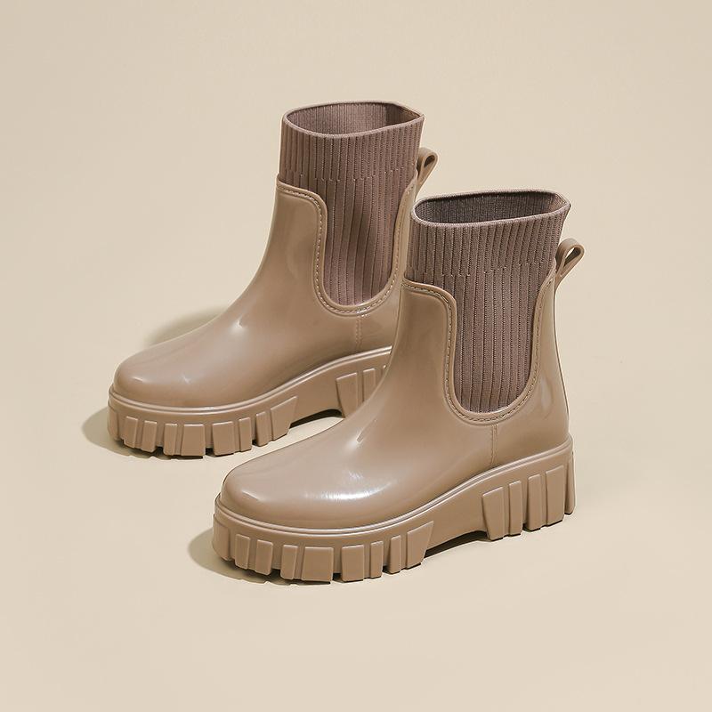 New fashion British rain shoes women's versatile outer wear sea-catching non-slip water shoes thick-soled wear-resistant rain boots rubber shoes women