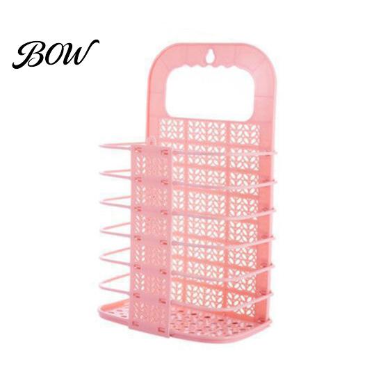 No Drill Wall Organizer Foldable Laundry Basket, Breathable Hollow Design, Mounted Narrow Space Saving Organizer, for Bathroom Dormitory And