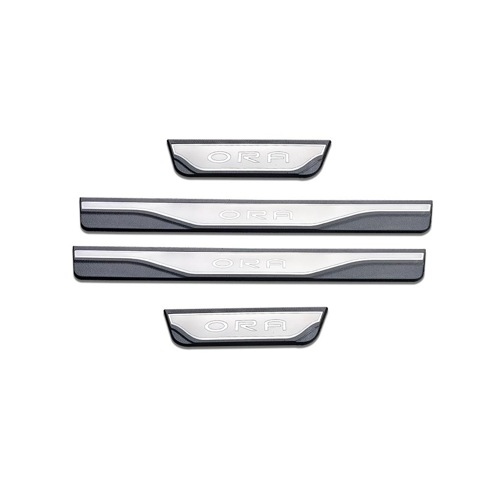 

Car For GWM ORA Door Sill Threshold Scuff Plate Protector Auto Scuff Pedal Trim Stickers Accessories -2025 срібний