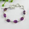 Purple Copper Turquoise 925 Sterling Silver Bracelet, Oval Gemstone Bracelet