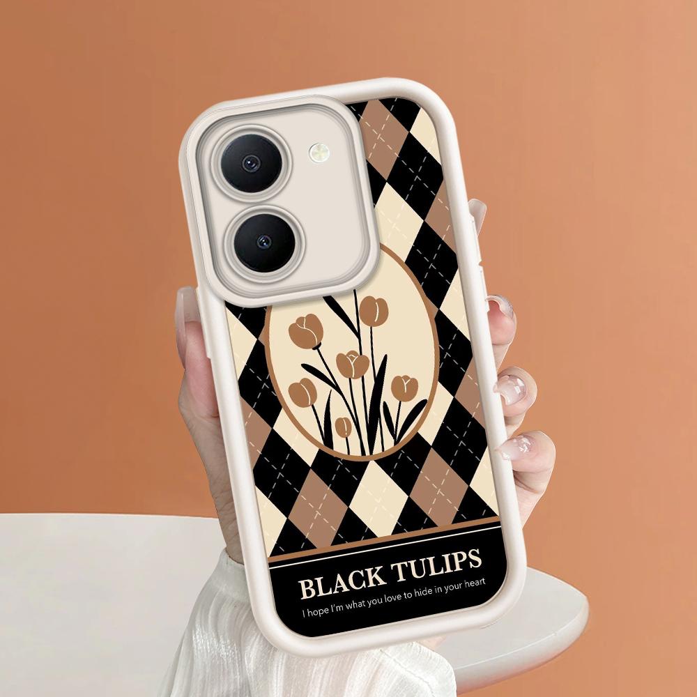 Soft Silicone Square Ladders Cartoon Pattern Full Cover Camera Protection Shockproof Case for iPhone Infinix Tecno Vivo