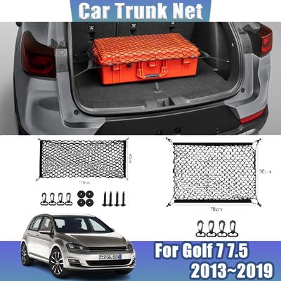 For VW Golf 7 Accessories Volkswagen Golf 7.5 Mk7 7 2013~ Car Trunk Net Black Mesh Nylon Trunk Storage Bag Car Accessories