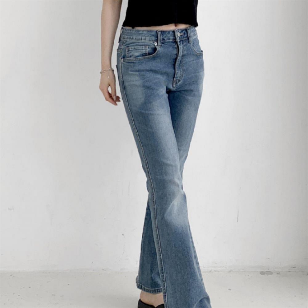 New Arrivals Open Run Women Slim Bootcut Medium Blue Wash Daily Jeans Non Strech