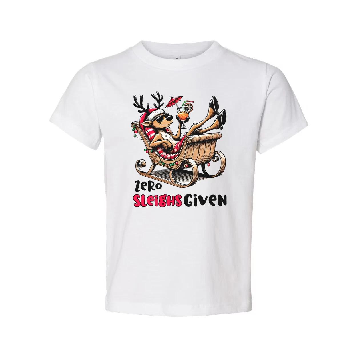 Unisex Christmas T Shirt Featuring Zero Sleighs Given Cartoon Reindeer Relaxing S