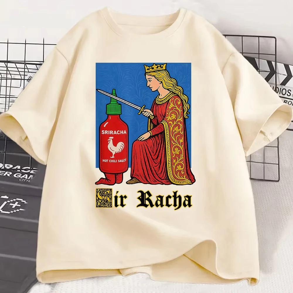 Sir Racha Vtipné Chilli Omáčka Grafické Tričko Pánské Dámské Oblečení Vysoce Kvalitní Ležérní Bavlněná Trička s Krátkým Rukávem Módní Trička
