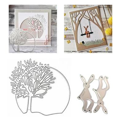 Rabbits Die Cut Tree Shape Die Cut Metal Templates Carbon Steel Cutting Dies for Card Making Scrapbooking Packaging