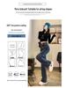 2025 Women's High-Waisted Elastic Denim Jeans: Loose Slim Fit, Korean Style, Straight Wide-Leg, Floor-Length Pants