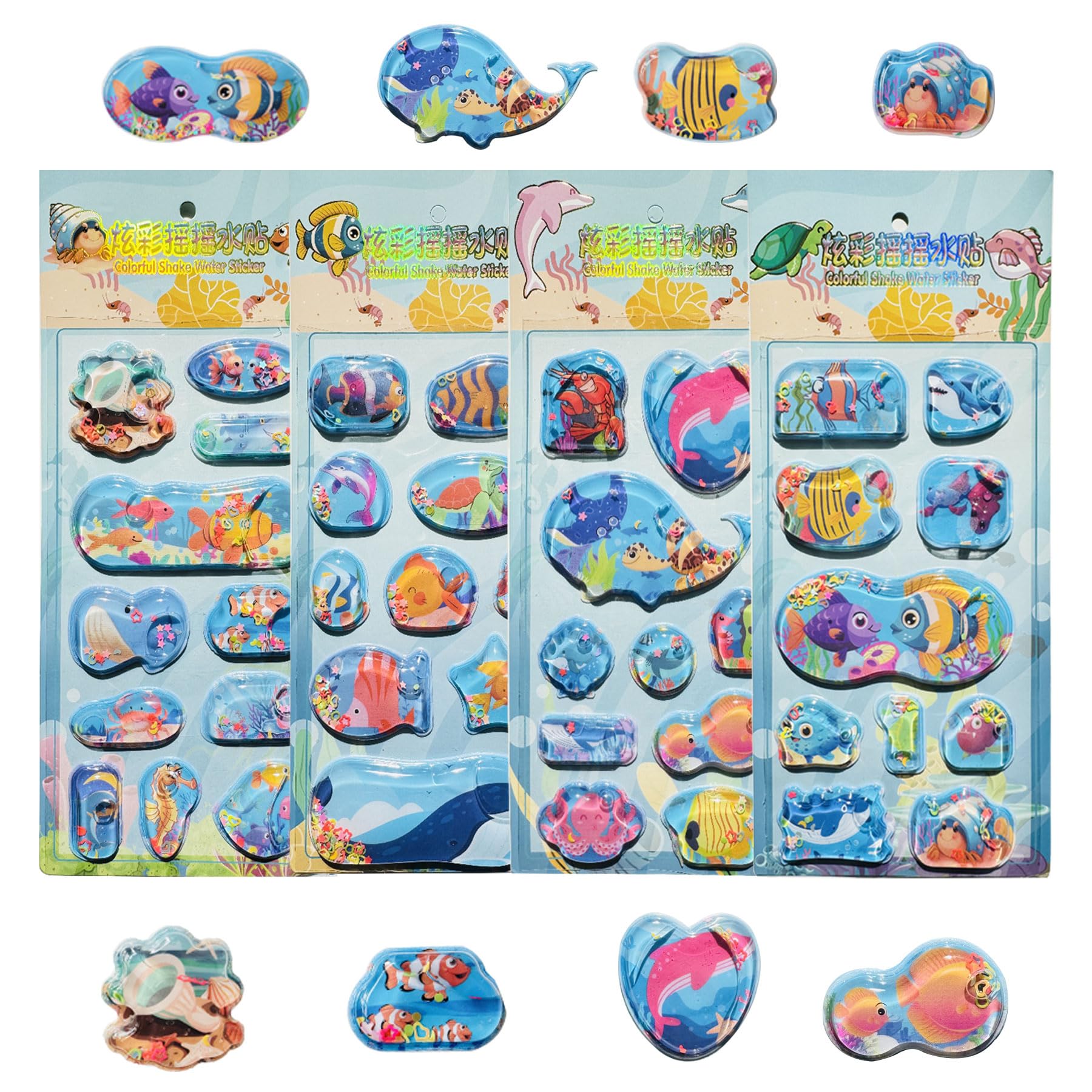 

Водные наклейки Evbyws с 4 листами Shaka Shaka Water Милые 3D-наклейки с морской тематикой для стикеров-мотиваторов для водного альбома Чехол для смартфона DIY и