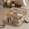 Large Capacity Pu Makeup Pouch Square Storage Toiletry Bag Retro Pillow Cosmetic Bag  Travel