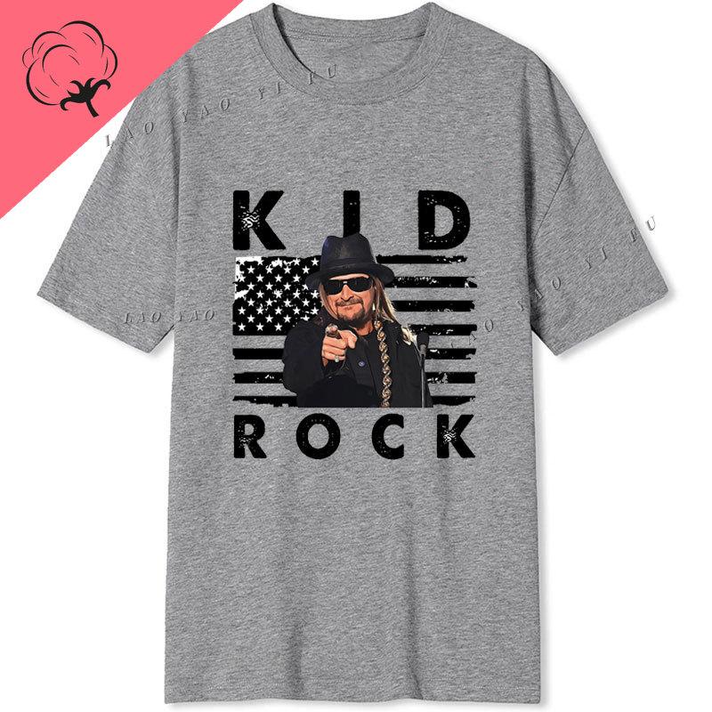 Playera Kid Rock Crossed Guns Front Classic TShirt Retro Style 100 Cotton ONeck Short Sleeve Camisa Roll Music Streetwear Tee