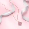 Clover Necklace for Symbol of Good 925 Pink Zirconia Birthday White Present [Free Bird] Four-leaf Women, Luck, Silver, Hypoallergenic, Pendant,