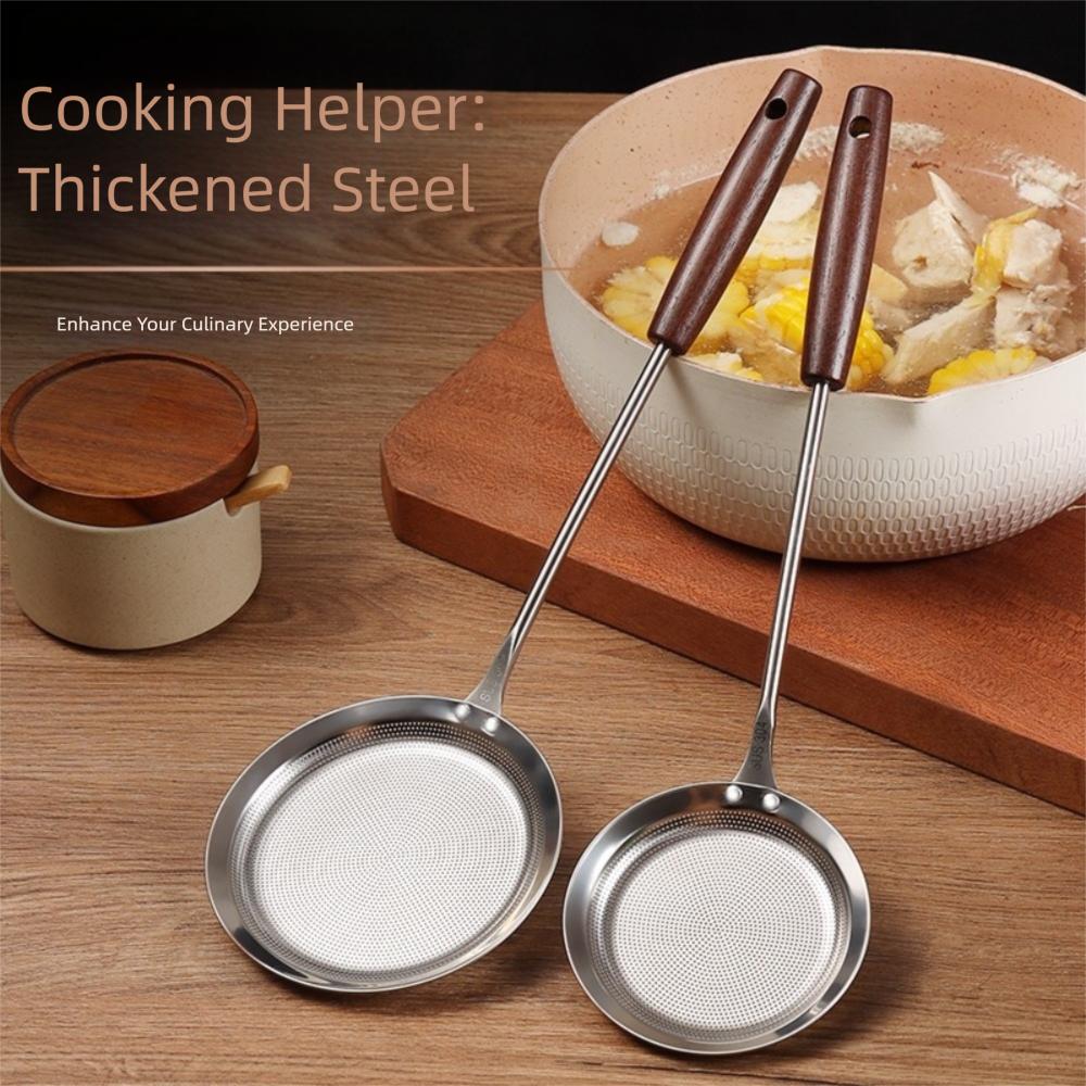Fine Mesh 304 Stainless Steel Strainer Wooden Handle Dumpling Strainer Skimmer Spoon  Household Use