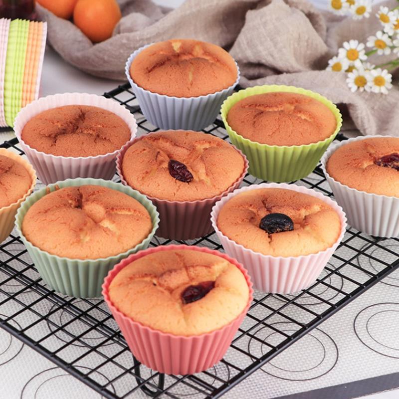 12/24Pcs Silicone Cake Mold Round Shape Muffin Cupcake Baking Molds Pudding Jelly Cup Pastry Home Kitchen Bakeware Bpa Free