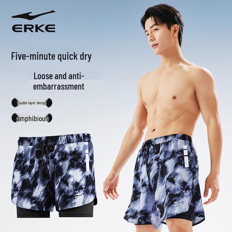 Мужские двухслойные быстросохнущие плавки ERKE длиной до колена 4XL