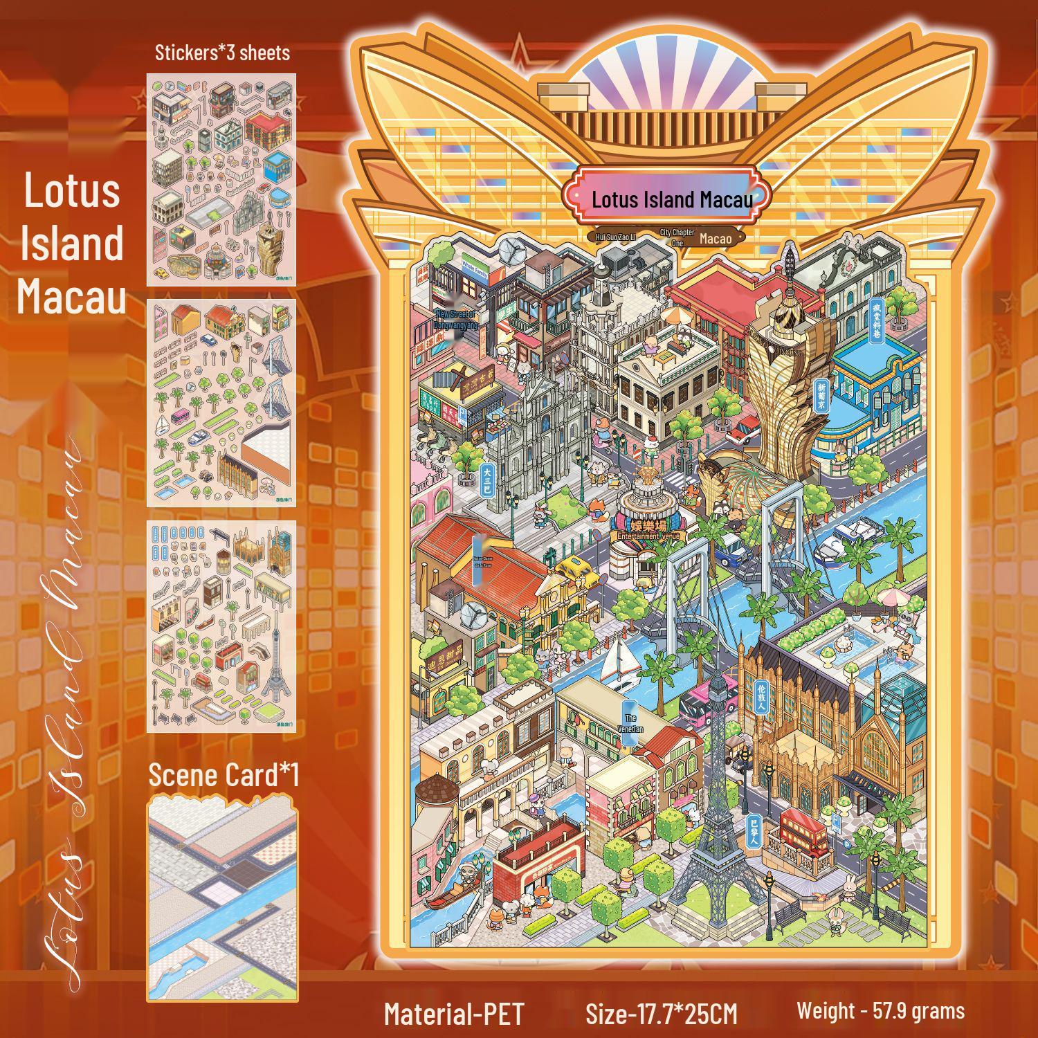Yu Xian City 11.0 Macau Miniature 3D Playable Scenery Sticker Kit