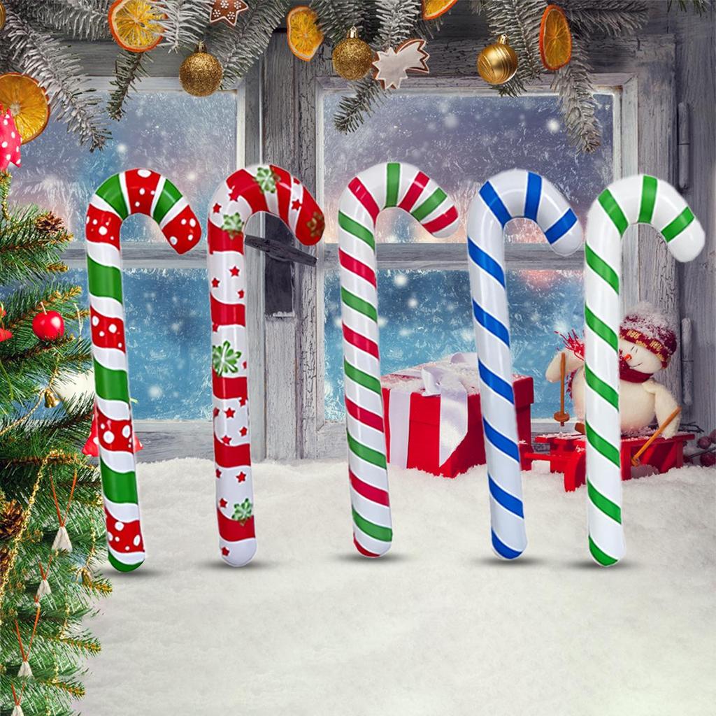 Inflatable Christmas Cane PVC Santa Props for Kids' Holiday Decorations