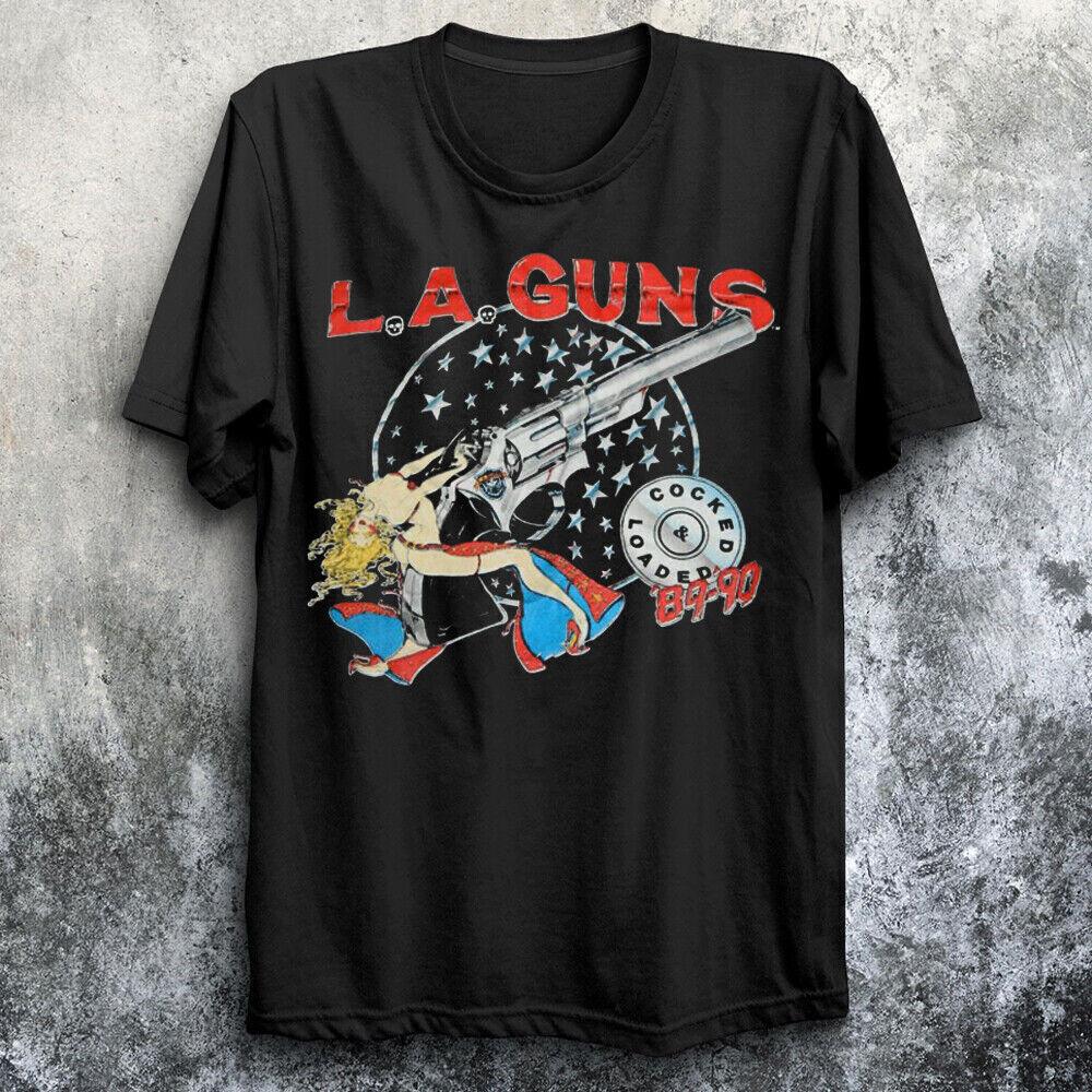 Hot LA GUNS 1989 Cocked & Loaded Tour Short Sleeve Men S-5XL Shirt Unisex T-Shirt S