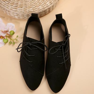 Chaussures Pointues Mode Femme Chaussures Décontractées Quotidiennes Classiques Noir à Lacets Ballerines Confortables Plat pour Femme