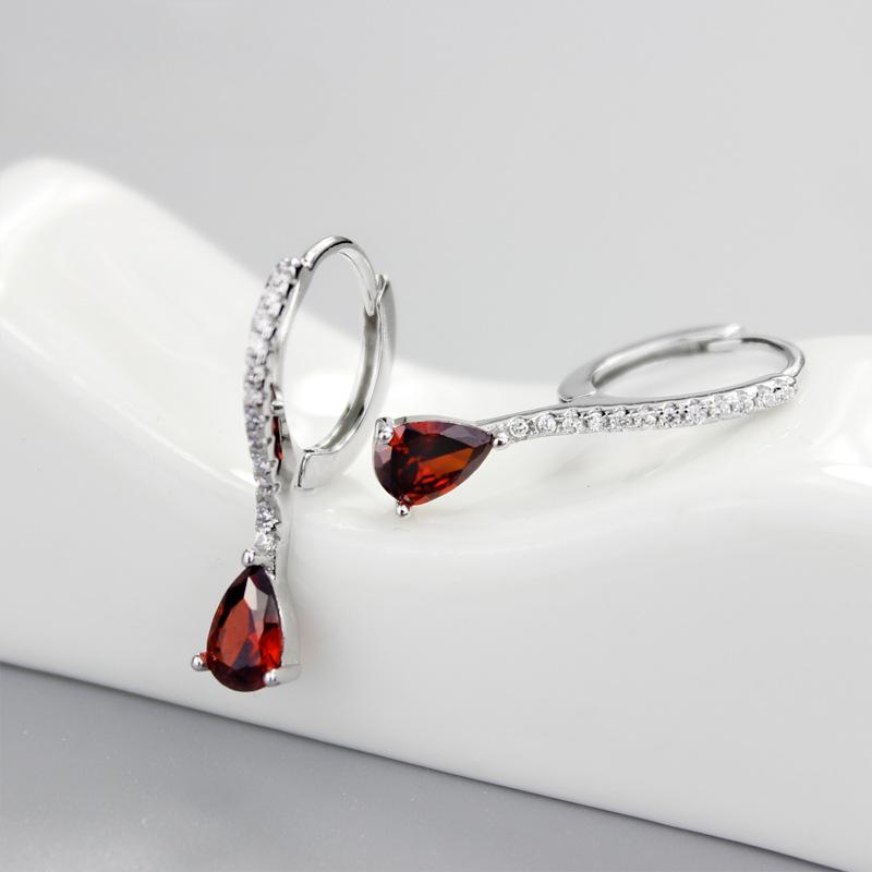 S925 Sterling Silver Jacinth Ear Clip Women's Refined Stylish and Versatile Stud Earrings Sweet Zircon Earrings Jewelry Anti-Allergy