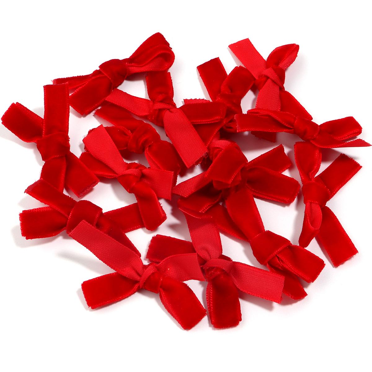 

10pcs Colorful Velvet Bows Single Sided Hand Tied Bowknot For Birthday Party Decoration DIY Crafts Clothing Headwear Accessories червоний