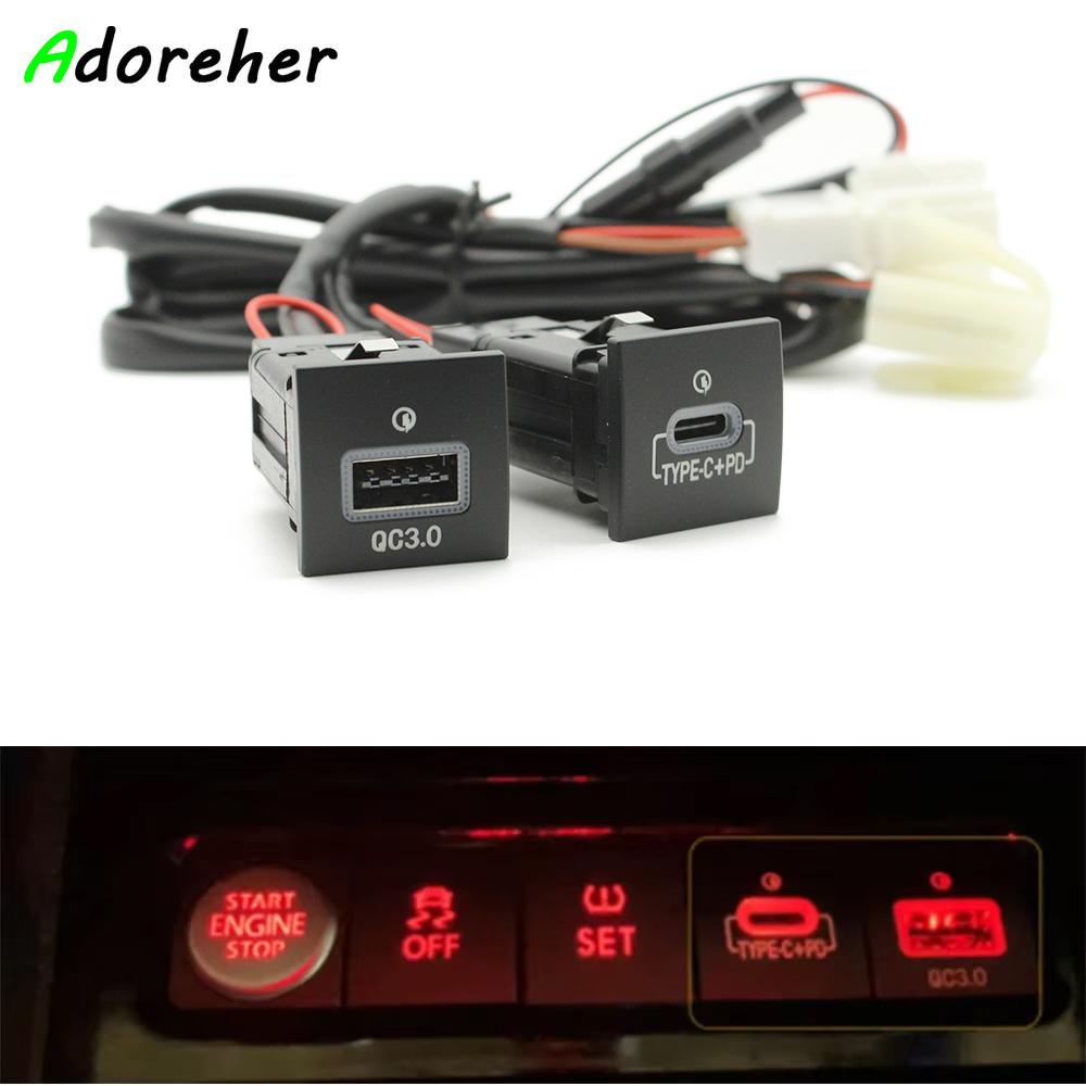 12V Car Cigarette Lighter Plug Connector Adapter USB Type C Converter Wired Charger Cable Socket for VW Golf 6 Jetta 5 MK5 06-12
