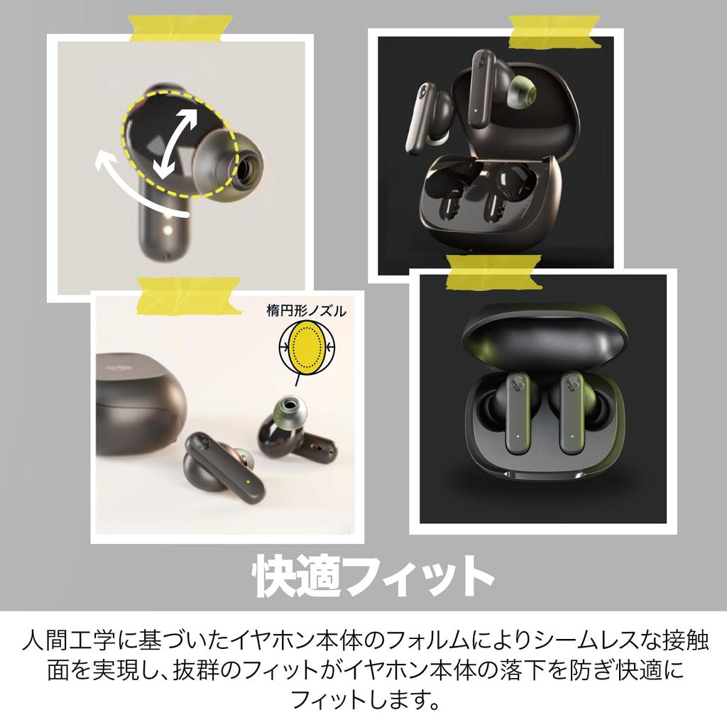 Official Skullcandy Store Smokin' Buds Wireless Earbuds, Bluetooth 5.2 with Mic, Deep Bass, Up To 20 Hours of Playtime, IPX4 Waterproof, Compact, Incl
